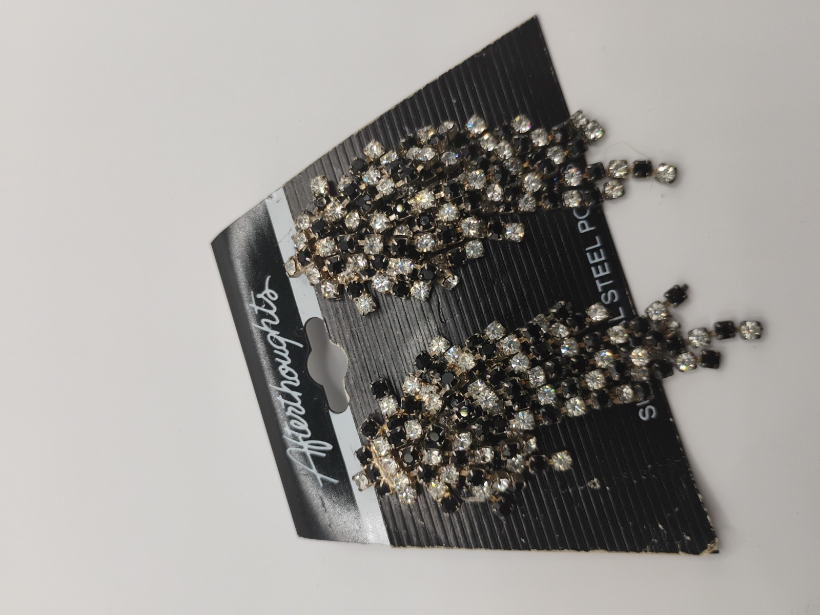 Vintage Afterthoughts Rhinestone Fringe Earrings NOS Silver Tone 1990s $60 MSRP