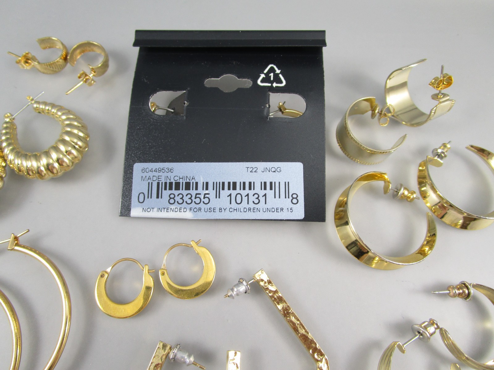 Vtg Mod Retro Gold Tone Multi Hoop Styles LOT 9 Post Pierced Earrings 175P