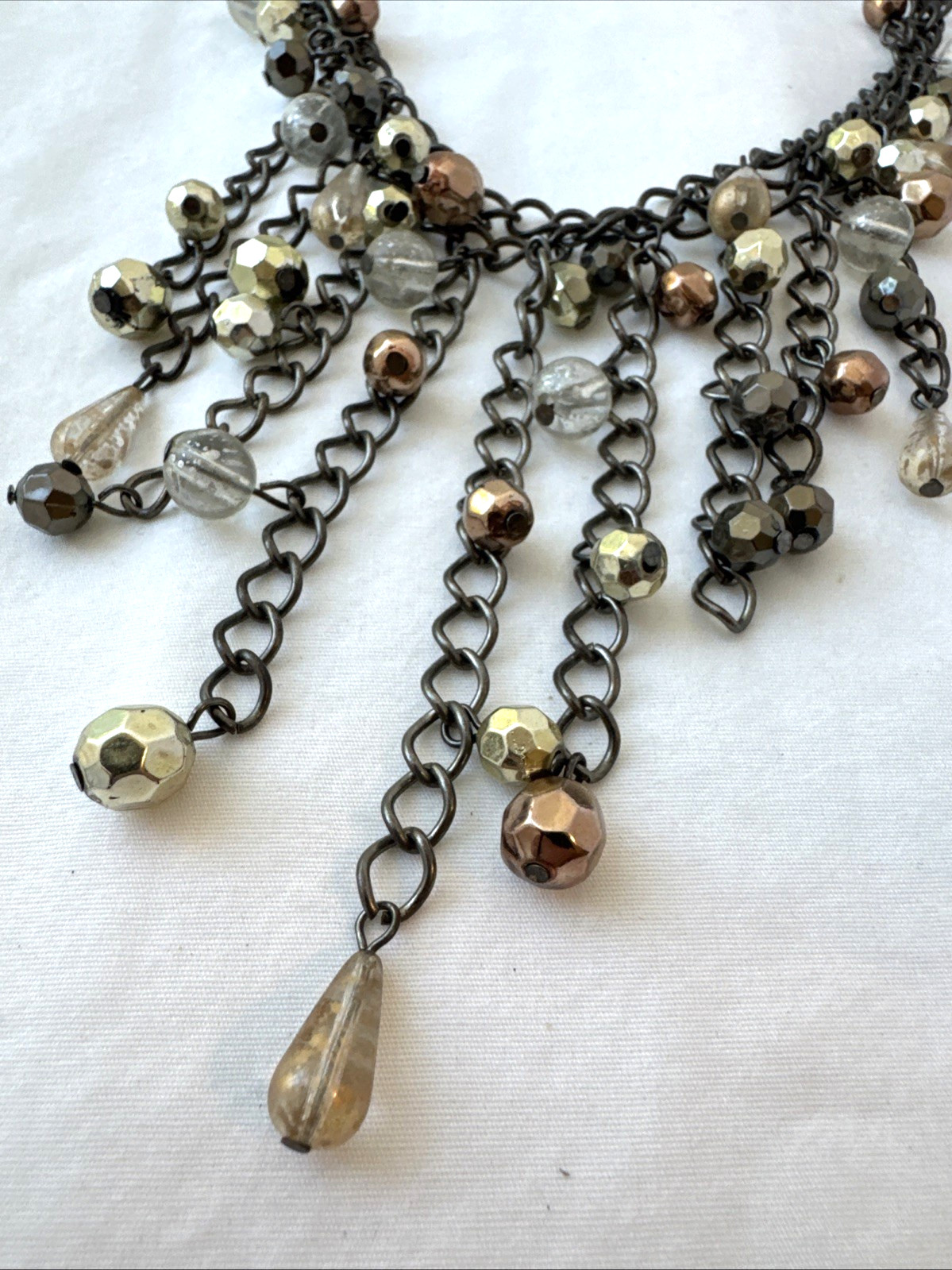 Gunmetal VTG Modernist Metal Necklace Mesh Chainmail Choker goth Hippie Gypsy