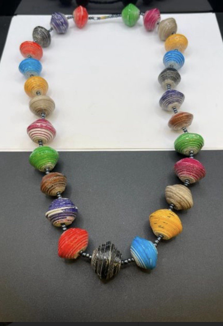 Vintage African Handmade Bead Necklace Uganda 30 Inch