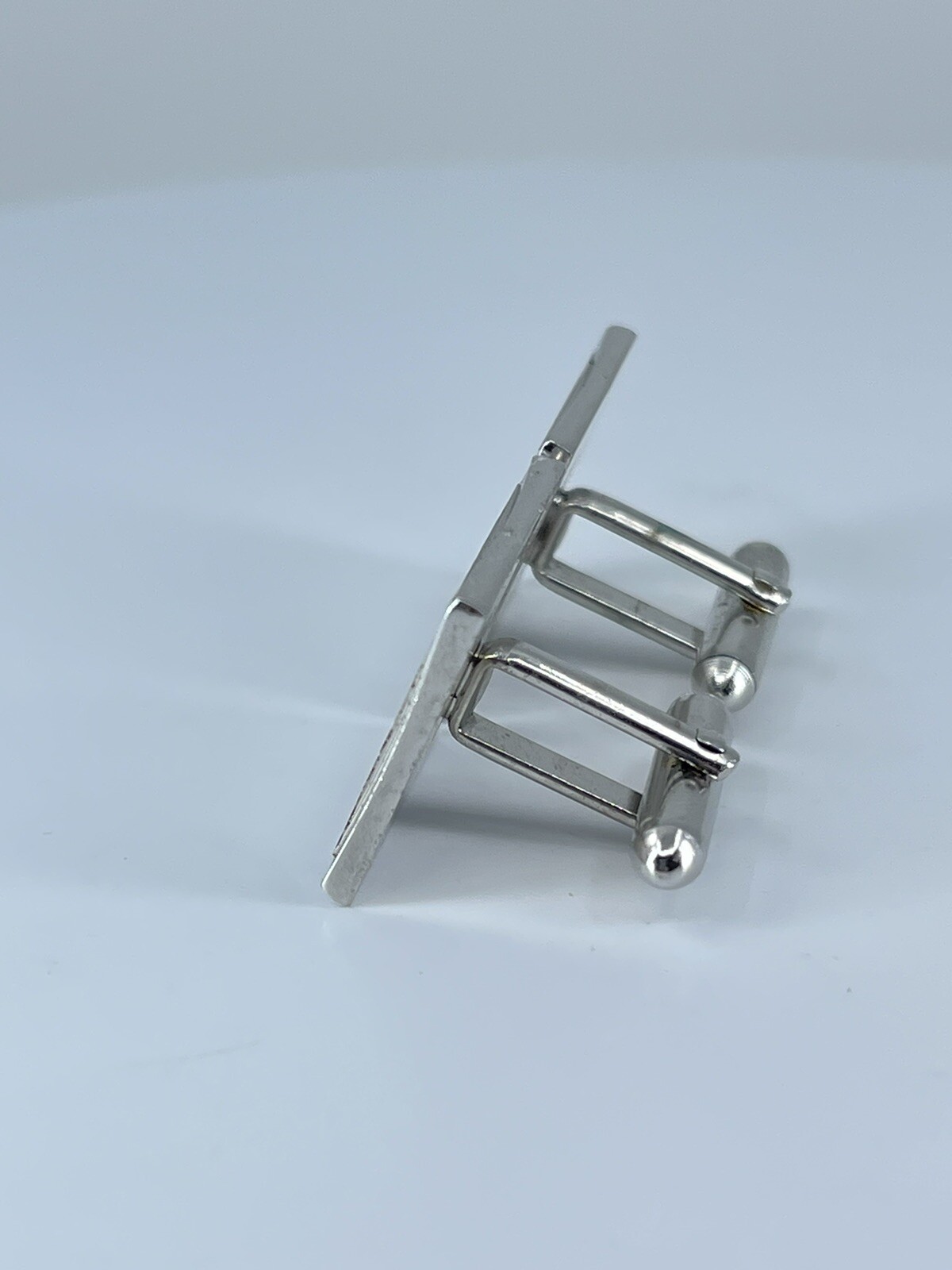 Vintage Swank cufflinks brushed and polished silver tone square design 3/4″