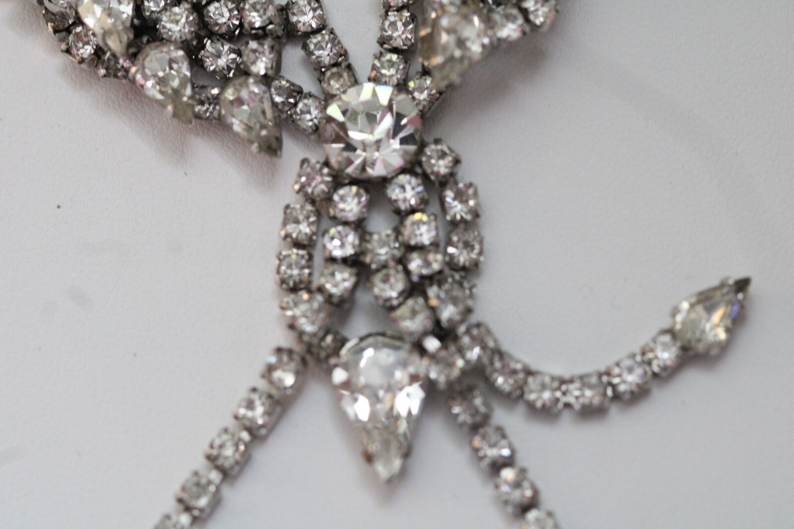 Vintage Clear Rhinestone Layered Dangling Fringe Choker Necklace 15 1/2″