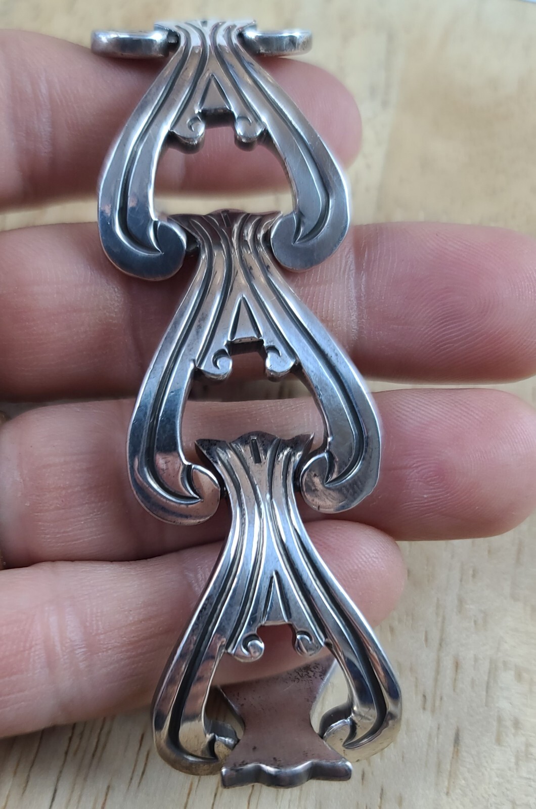 VTG Taxco MEX Sterling 925 Solid Silver 6.5″-6.75″ Chain Bracelet 76 Grams