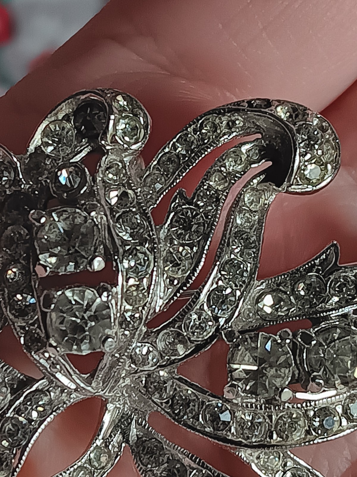 Vintage Dorsons Clear Rhinestone Silver-Tone Brooch Convertible Pendant 1940s