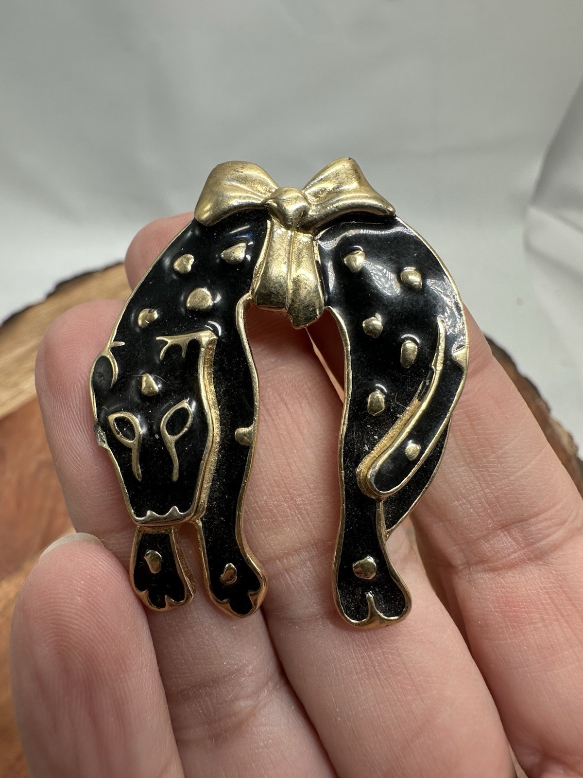 Vintage TRIFARI Enamel Black Panther Cat Feline Lion Brooch Pin Statement Safari