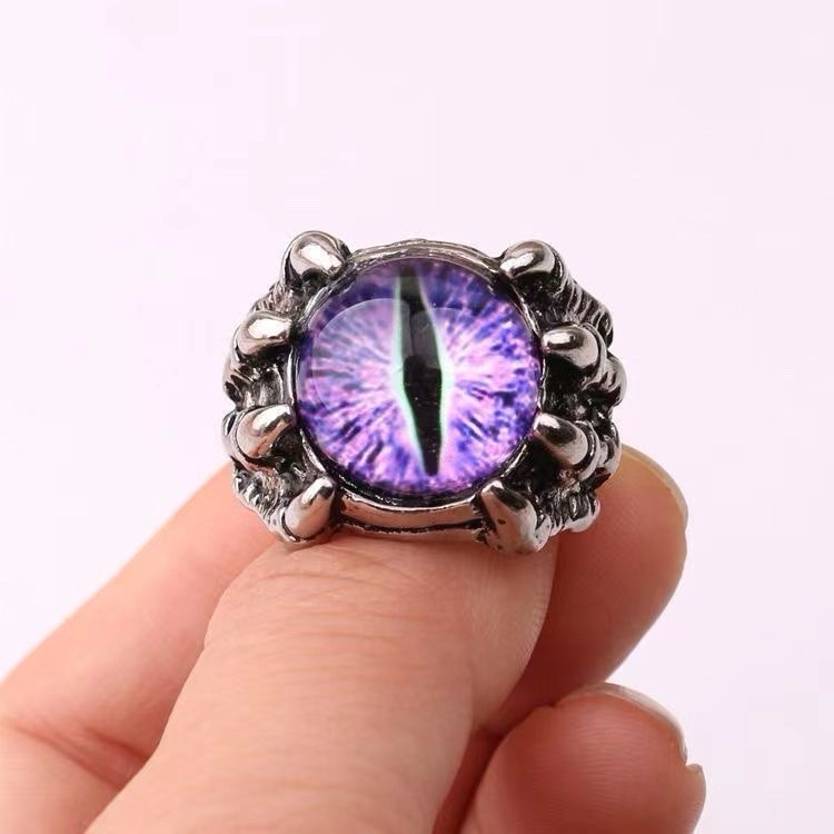 Punk Gothic Devil Evil Eye Dragon Eagle Claw Decorative Eyeball Adjustable Ring