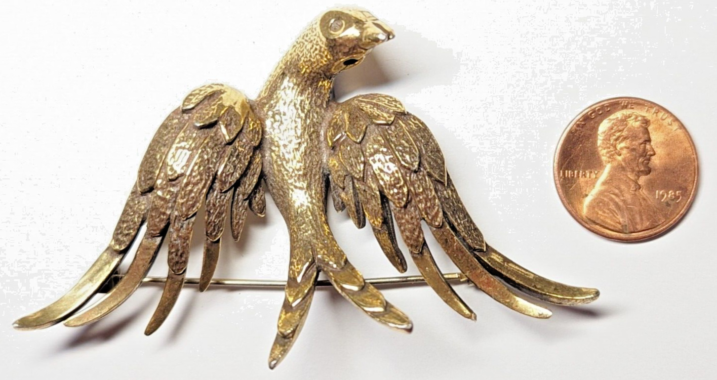 VINTAGE ZENTALL EAGLE BROOCH PIN SIGNED GOLD TONED