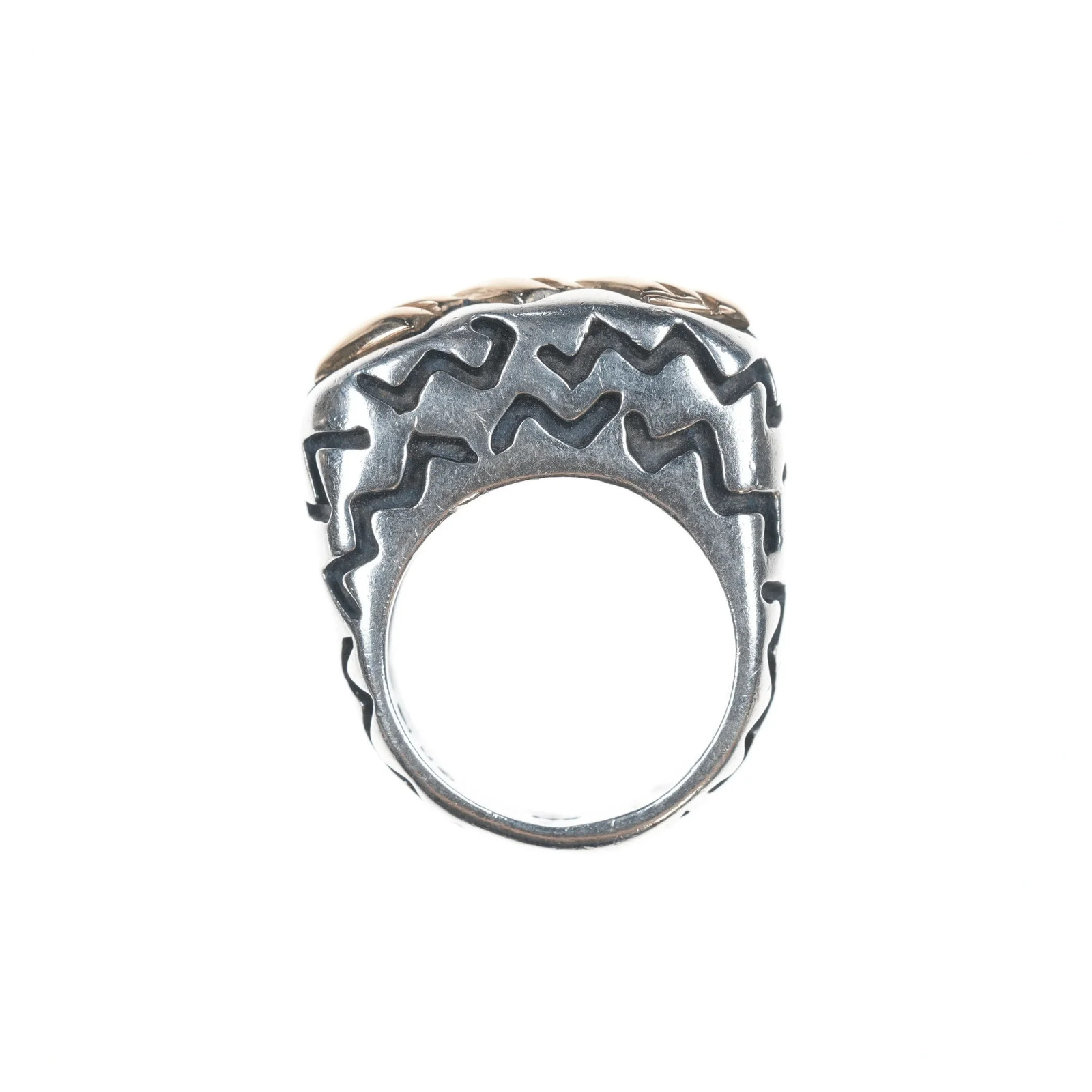 sz7.25 Dian Malouf 14k gold Accented sterling freeform modernist heavy ring