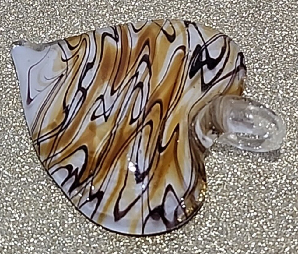 Hand Blown Brown/White Art Glass Heart Pendant Only no chain