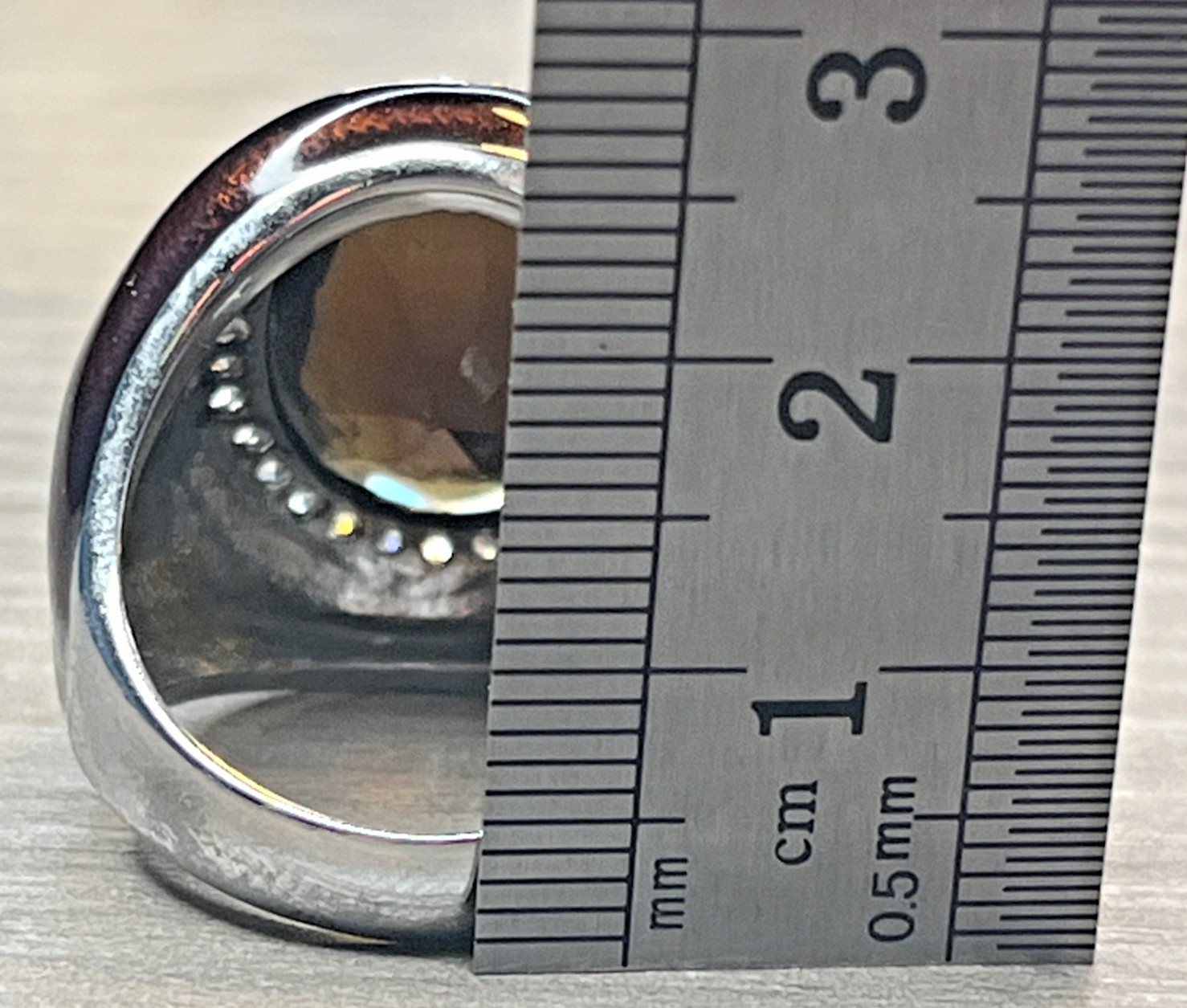 Men’s Vintage Pinky Ring Huge Brown Stone Enamel Rhinestone Halo Silvertone DBJ