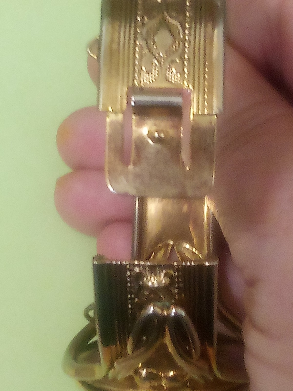 Stellar vintage gold-filled ornate filigree cuff hinge open locket bracelet