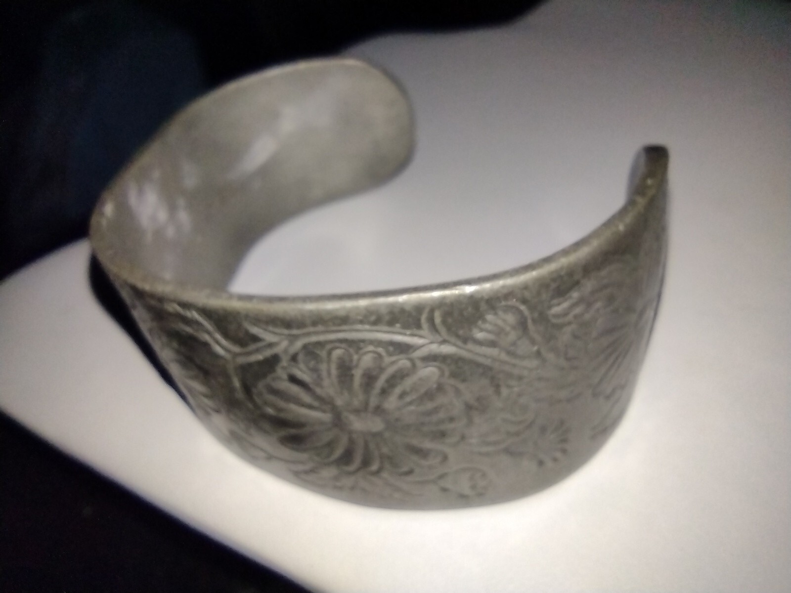 Vintage Salisbury Pewter Floral Cuff Bracelet Flower of the Month “September”