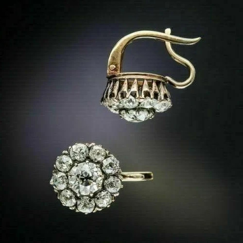 Art Deco Style 2.8Ct Flower Drop Dangle Lab Diamond 14K Gold Finish Earrings