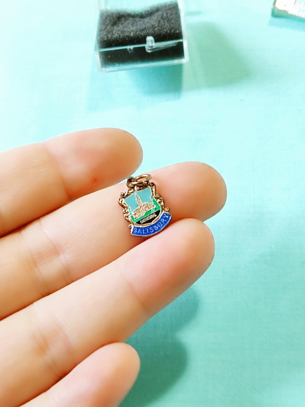 Vintage Sterling Silver Enamel Salisbury Cathedral Pendant Or Charm