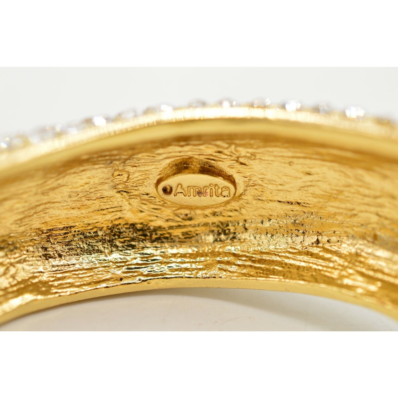 Amrita Singh Chunky Bangle Bracelet Sparkling Rhinestone Crystal Signed BinO