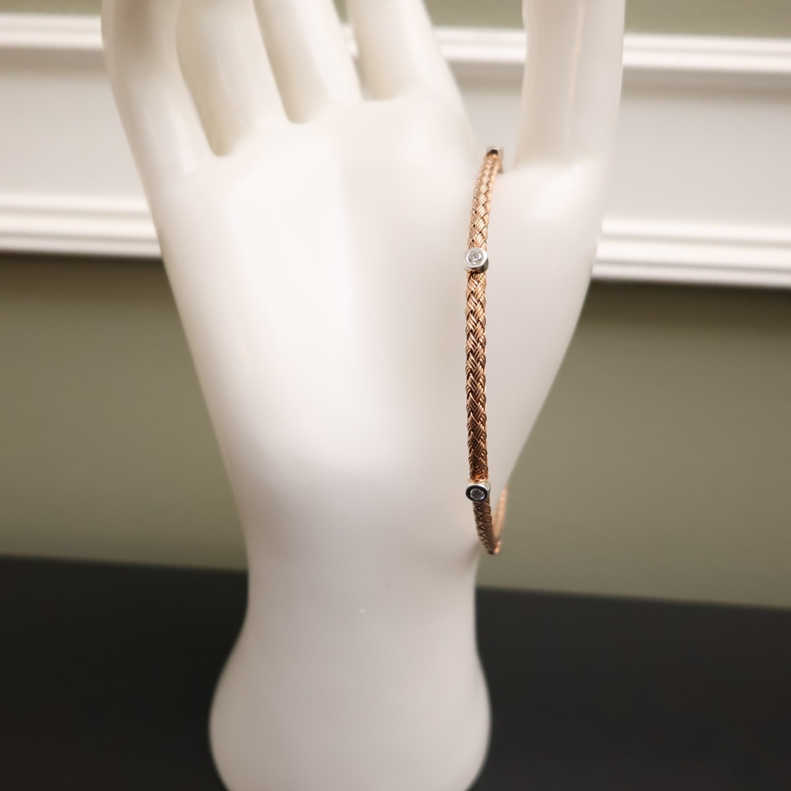JCM Jewelry bracelet 18K rose gold clad 925 sterling silver DMQ stations 7.25in