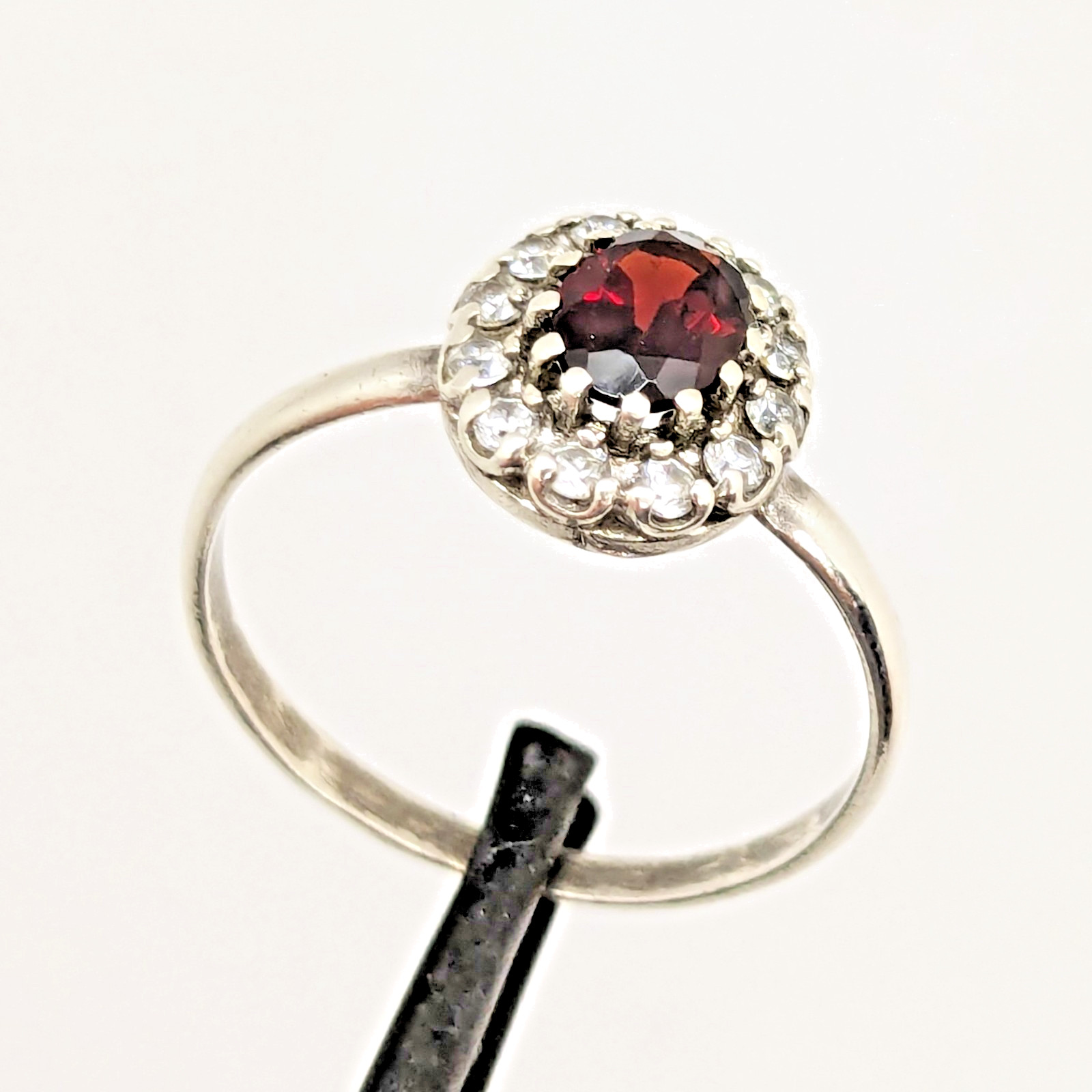 Vintage Luxury RING Silver 925 with Big Bright Garnet -size: 10US (17.5mm)| #71