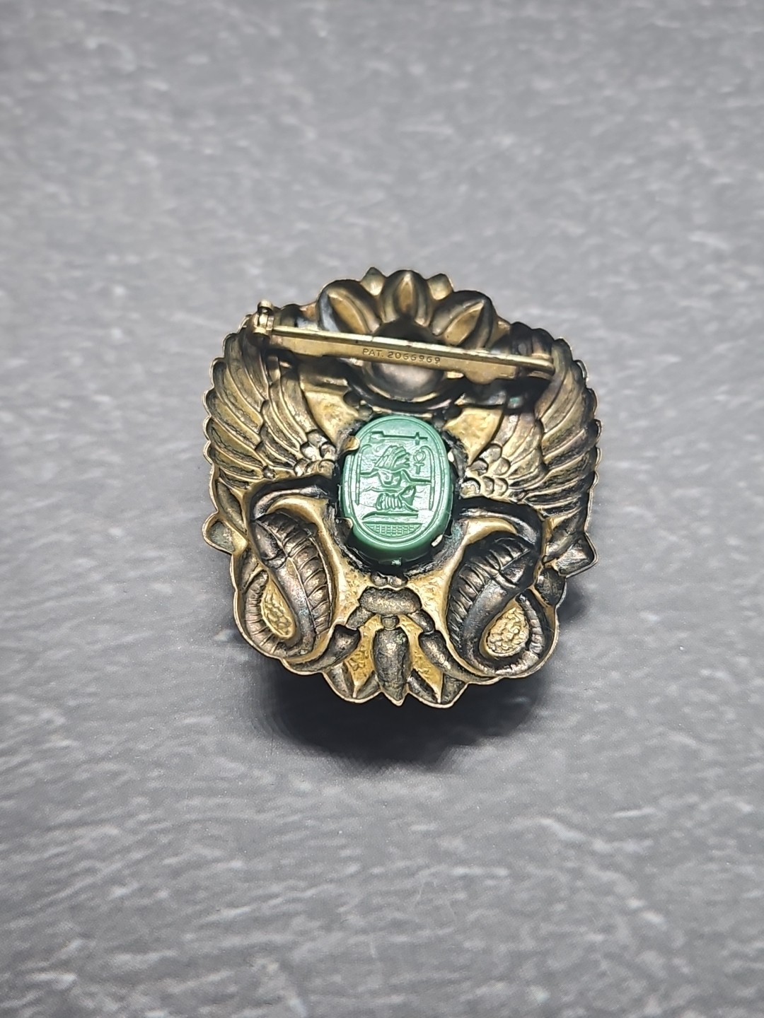 Vtg 1930s-1950s Rare Egyptian Revival Scarab Brooch Bond of Love