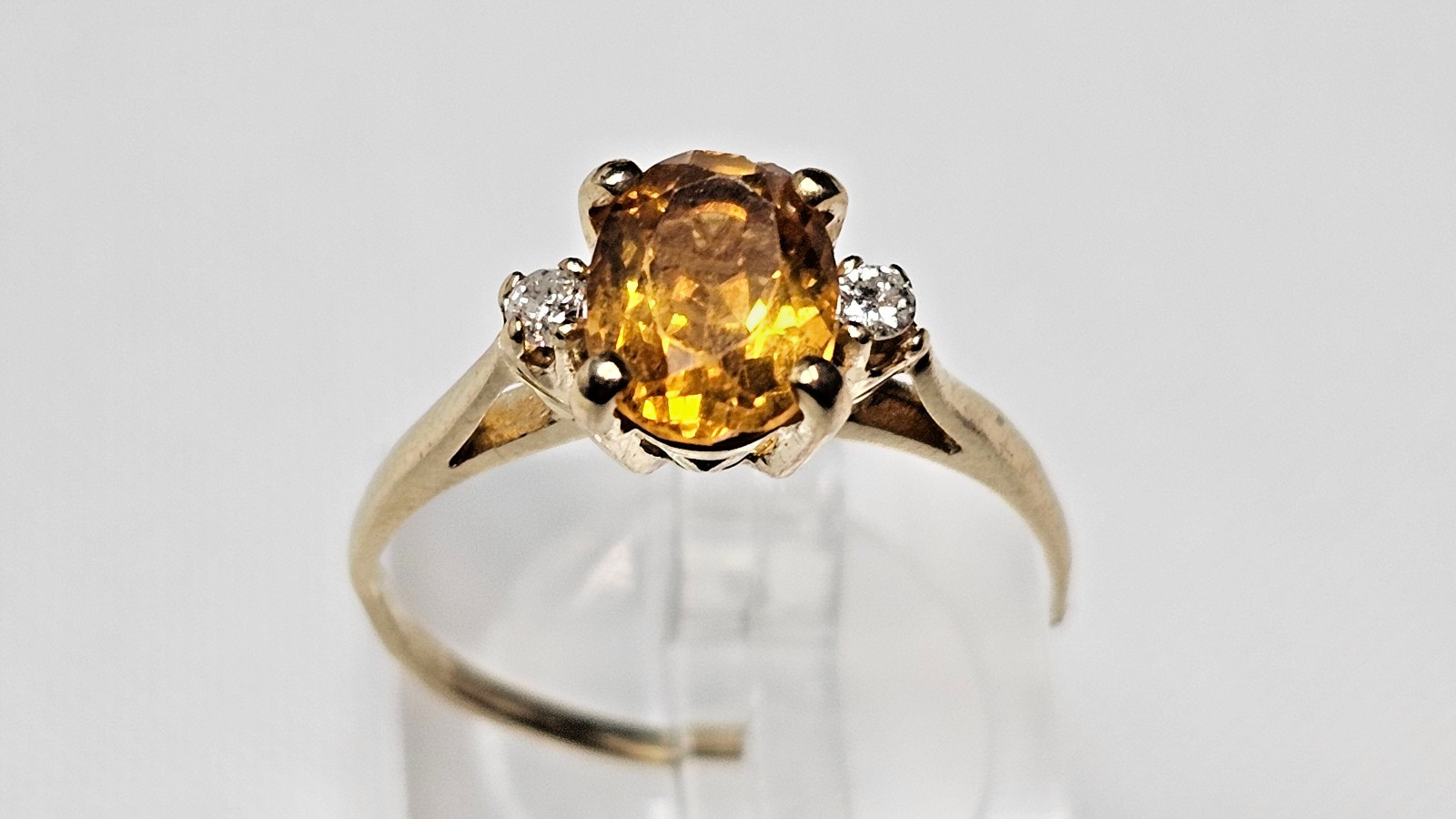 Vintage 14K Yellow Gold Citrine Diamond Ring 2.0 Grams Repair/Repurpose – Notes
