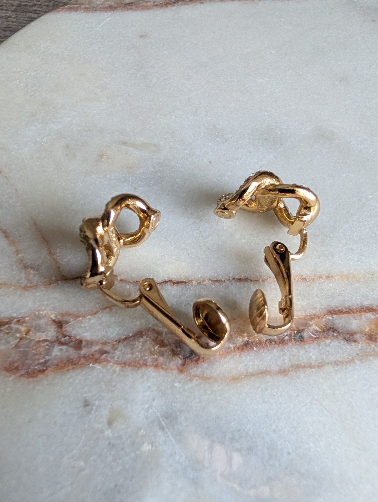 Vintage Christian Dior Gold-Tone Knotted Rope Clip-On Earrings