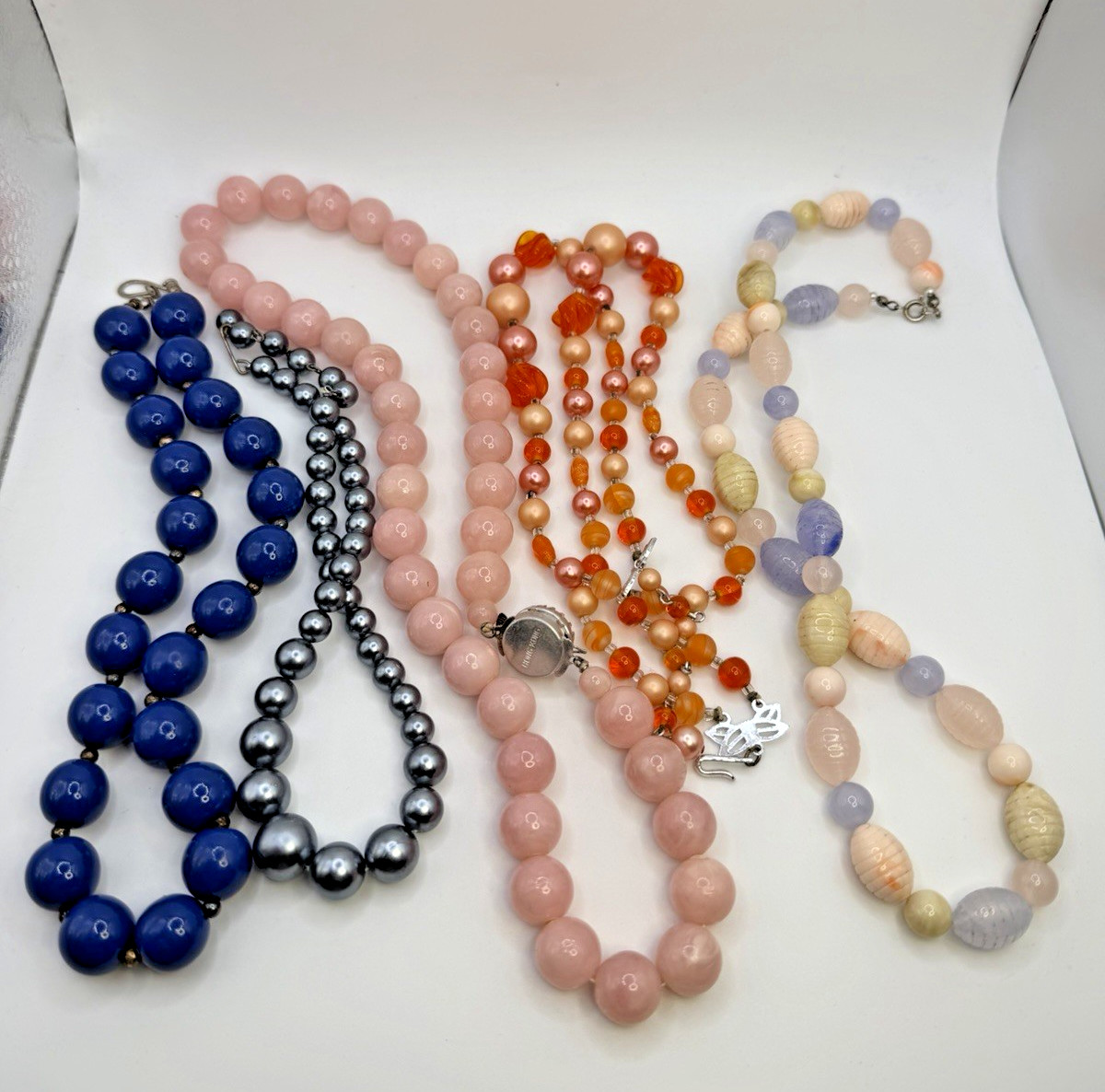 Vintage Beaded Necklace Lot 15pc Mixed Glass Plastic Faux Pearl Statement