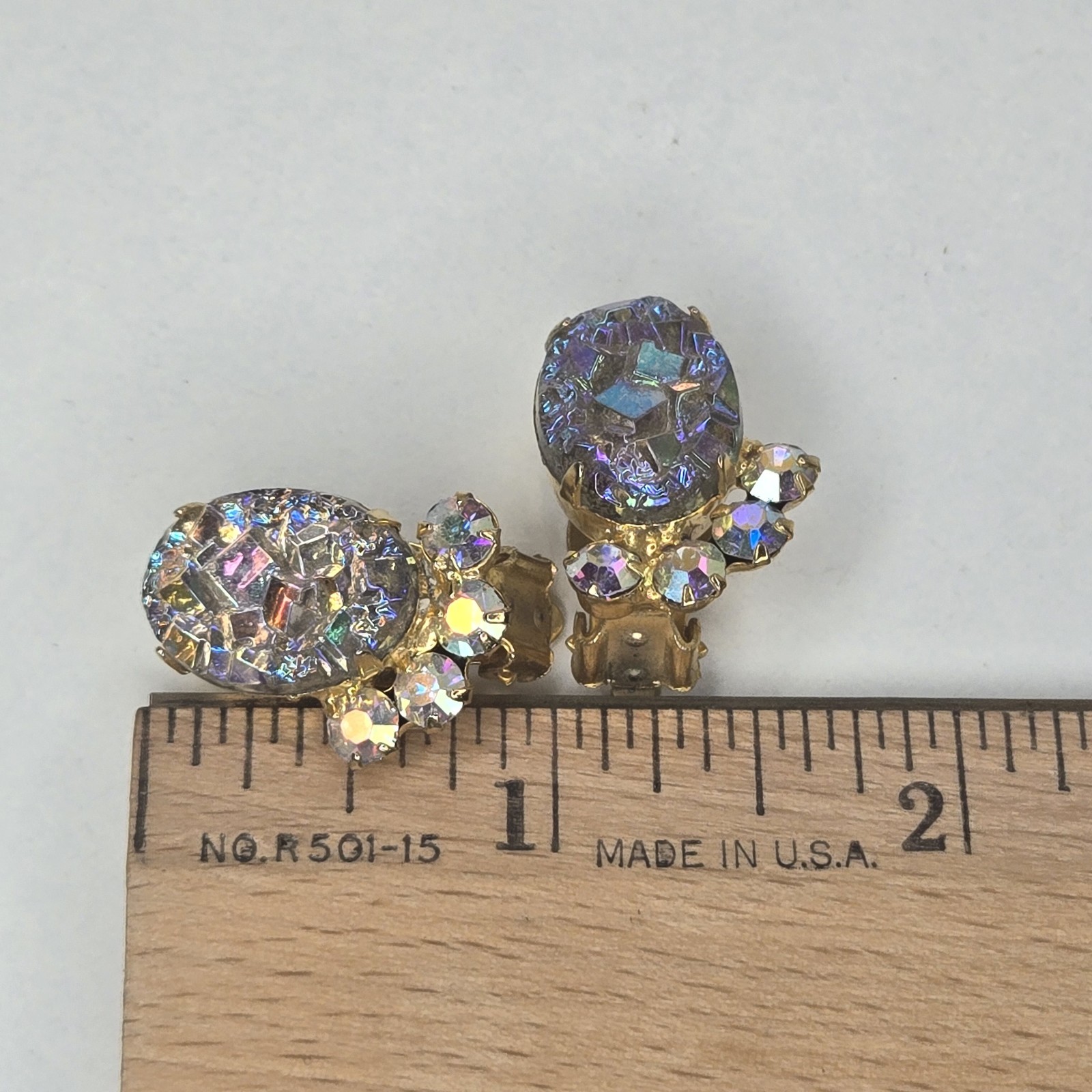 Vintage Juliana DeLizza & Elster Crystal Geode Brooch & Earrings Rare Book Piece