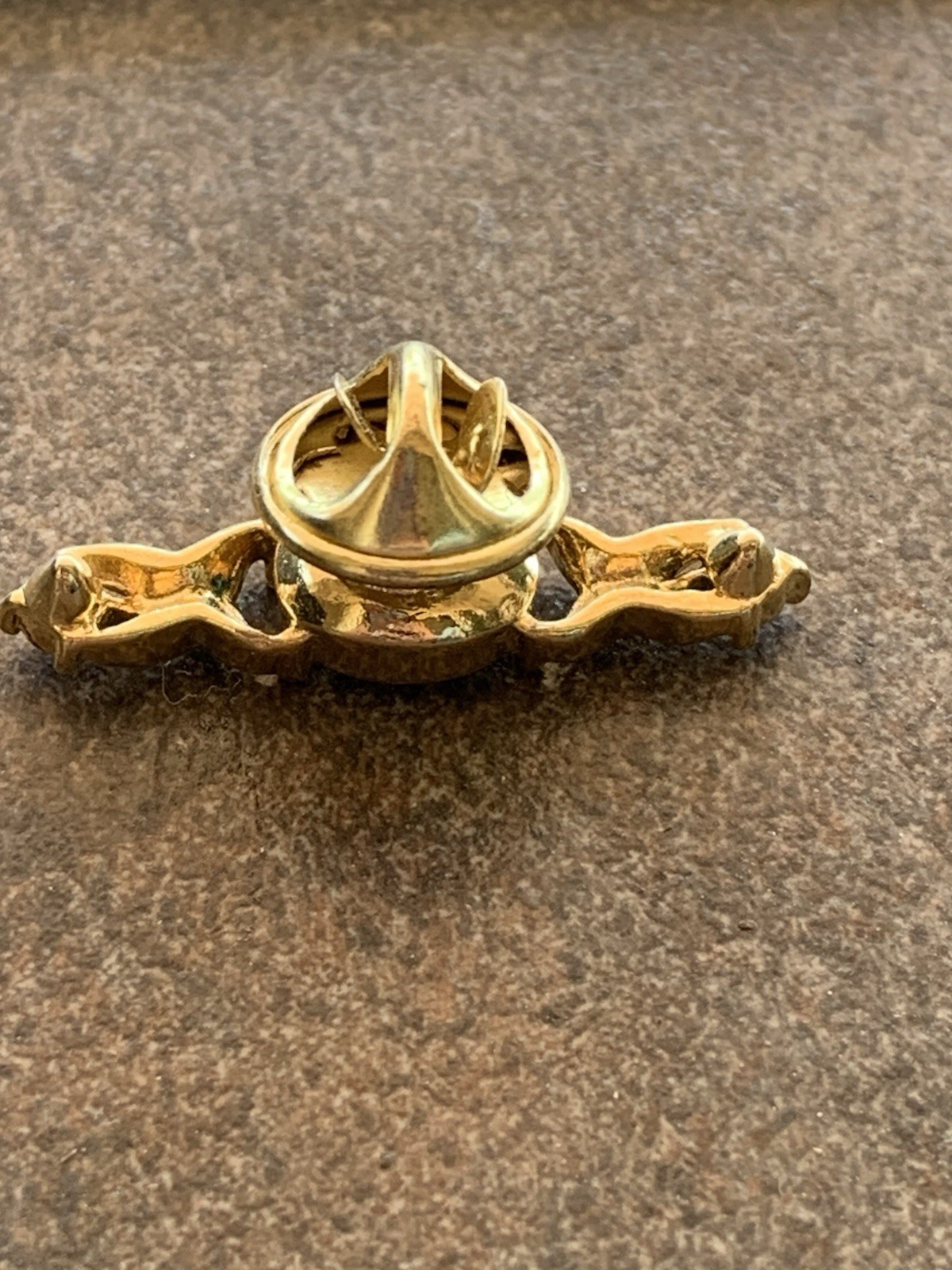 Vintage Tie Tack Lapel Bar Pin Gold Tone W/Deep Purple Stone And Rhinestones