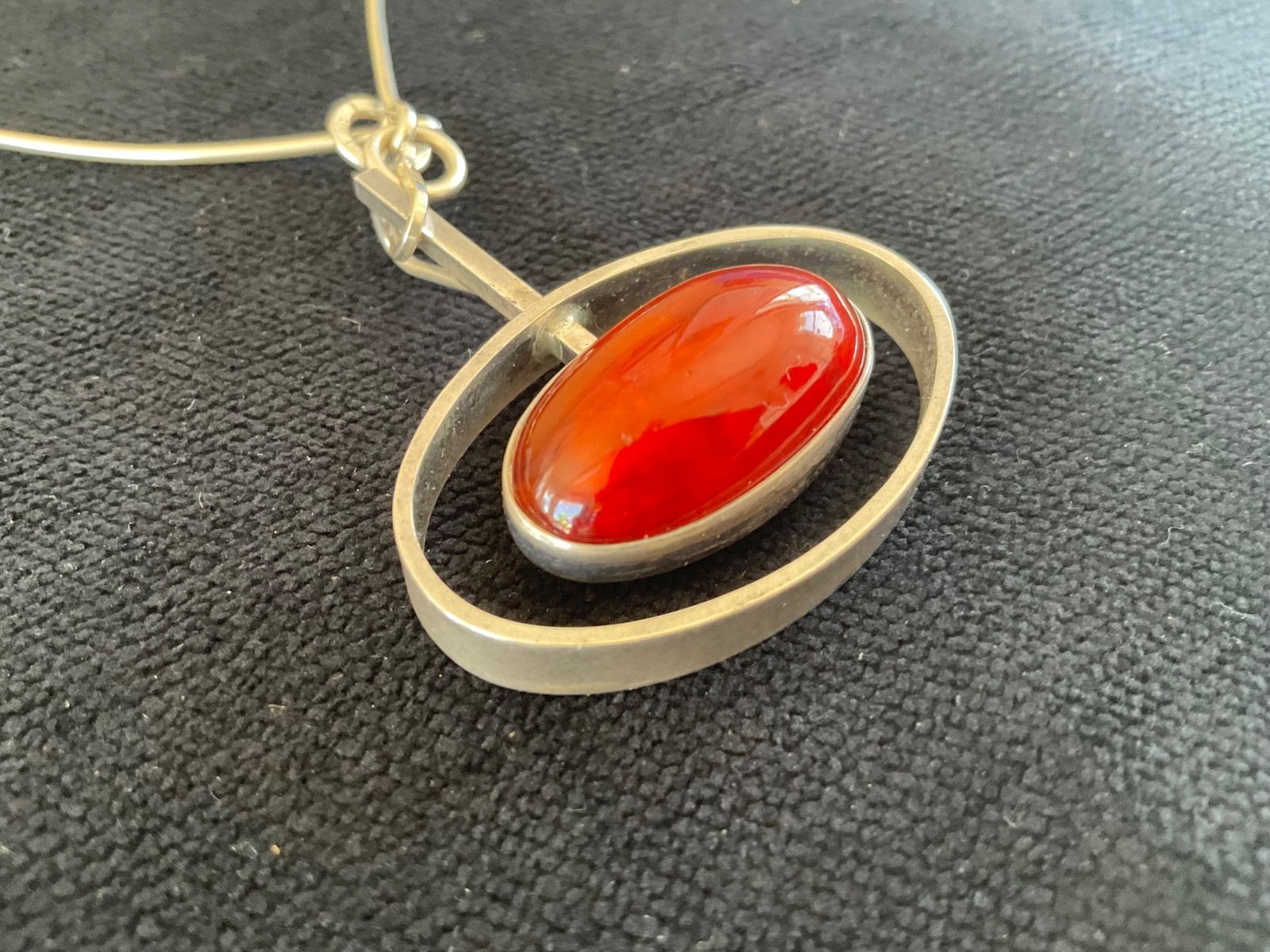 Niels Erik Modernist Denmark N.E. Sterling Silver Necklace 1960’s MCM Pendant