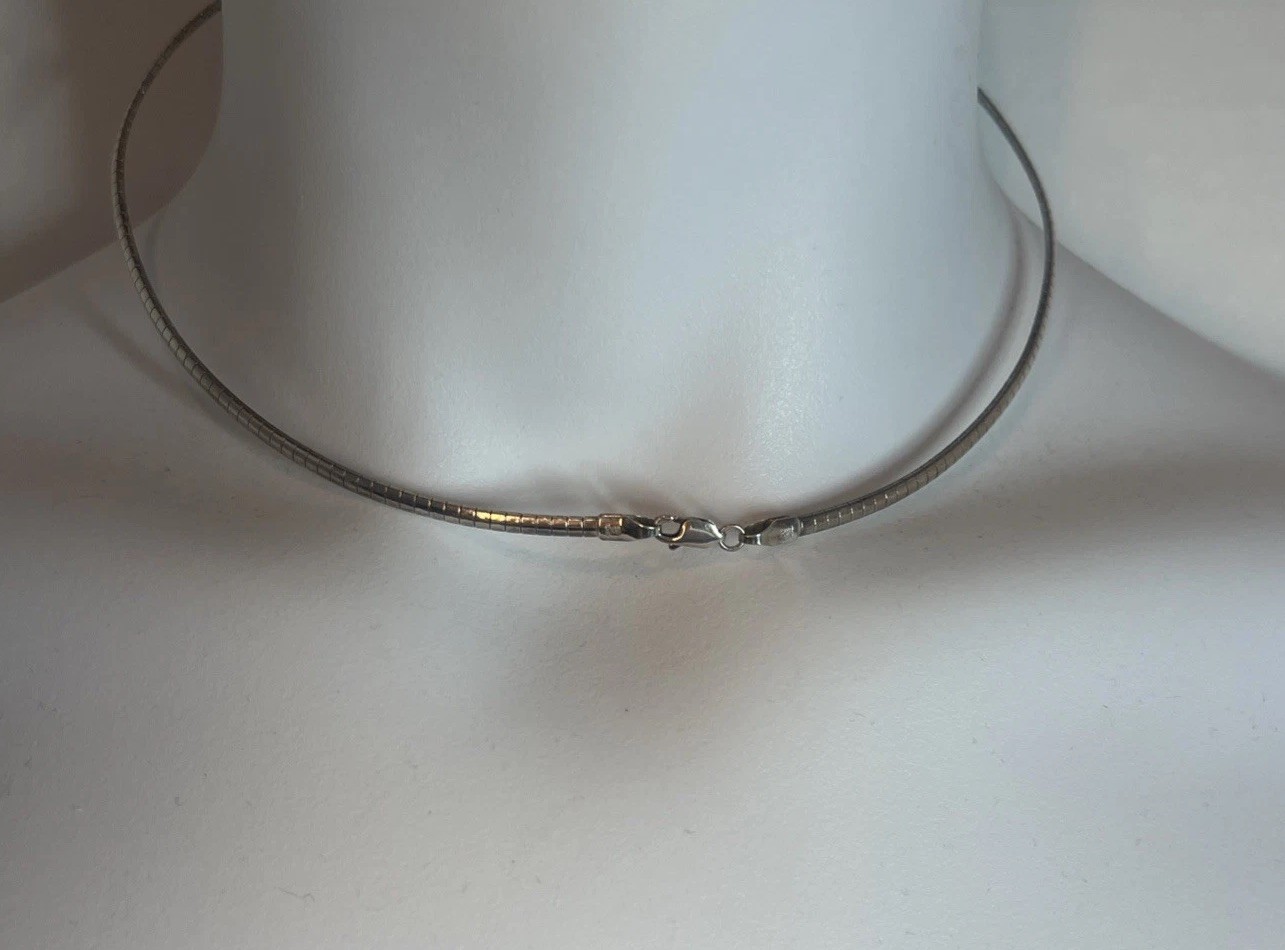 Vtg IBB 925 Sterling Silver Blue Crystal Statement Choker Collar Necklace 16”