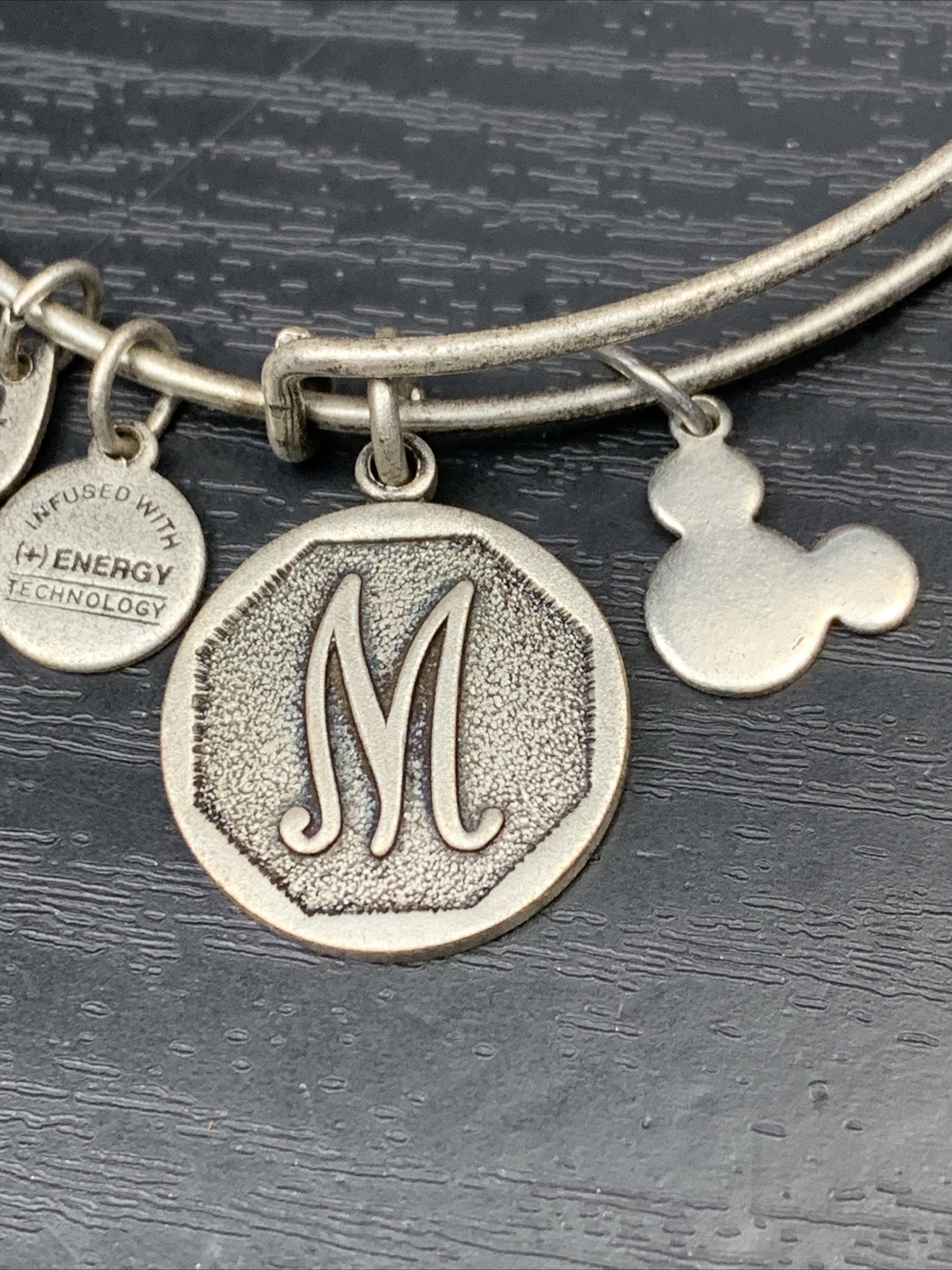 Vintage ALEX AND ANI Bracelet 2013 Letter Initial Monogram M With Micky Mouse