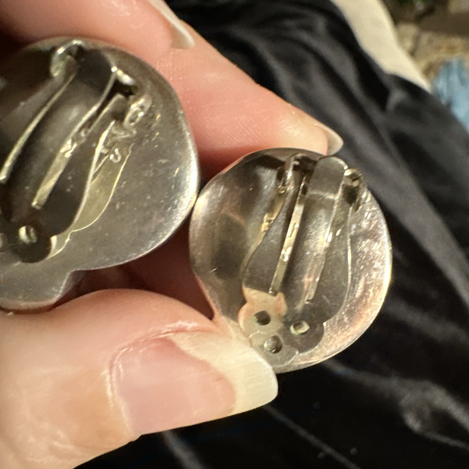 Vintage AKR Amy Kahn Russell Clip Earrings 1.5 Inch Ammonite 925 Sterling 27.2g