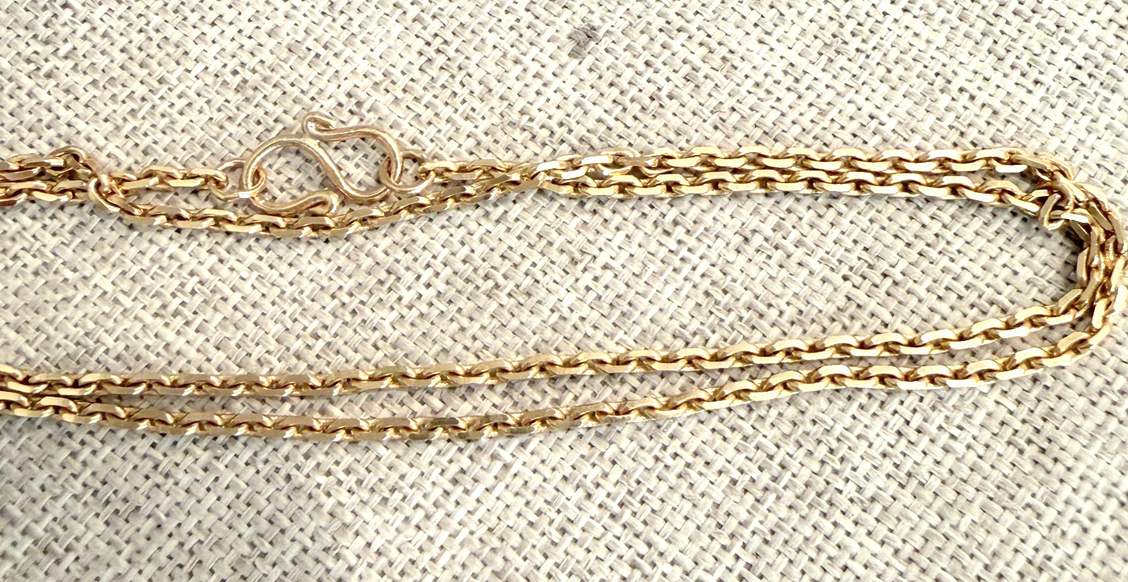 Vintage 18K Yellow Gold Polished Faceted Cable Link Chain Necklace 14″ 5.23g