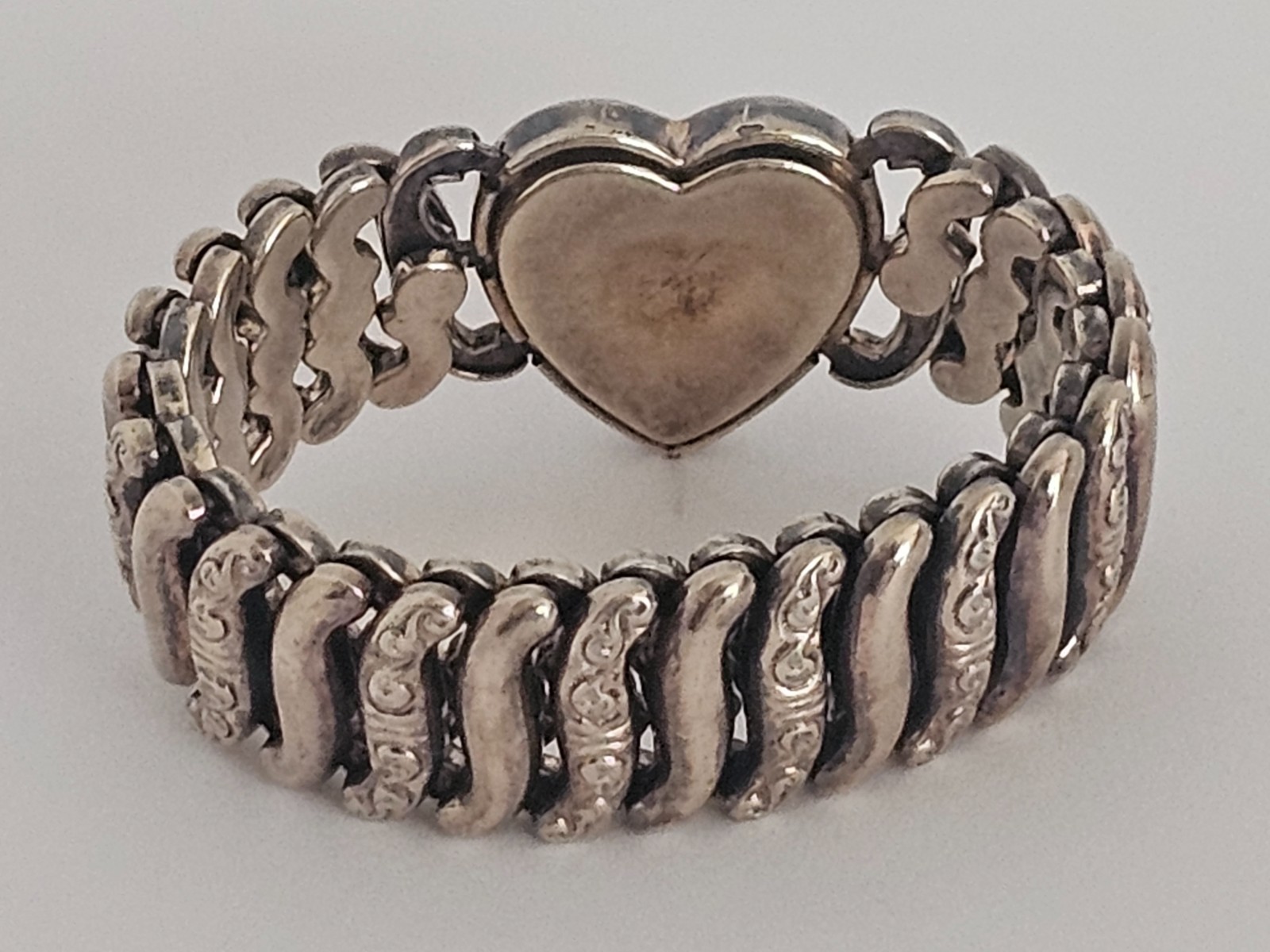 WWII Sweetheart Expansion Bracelet Pitman & Keeler Sterling Base Heart Initials