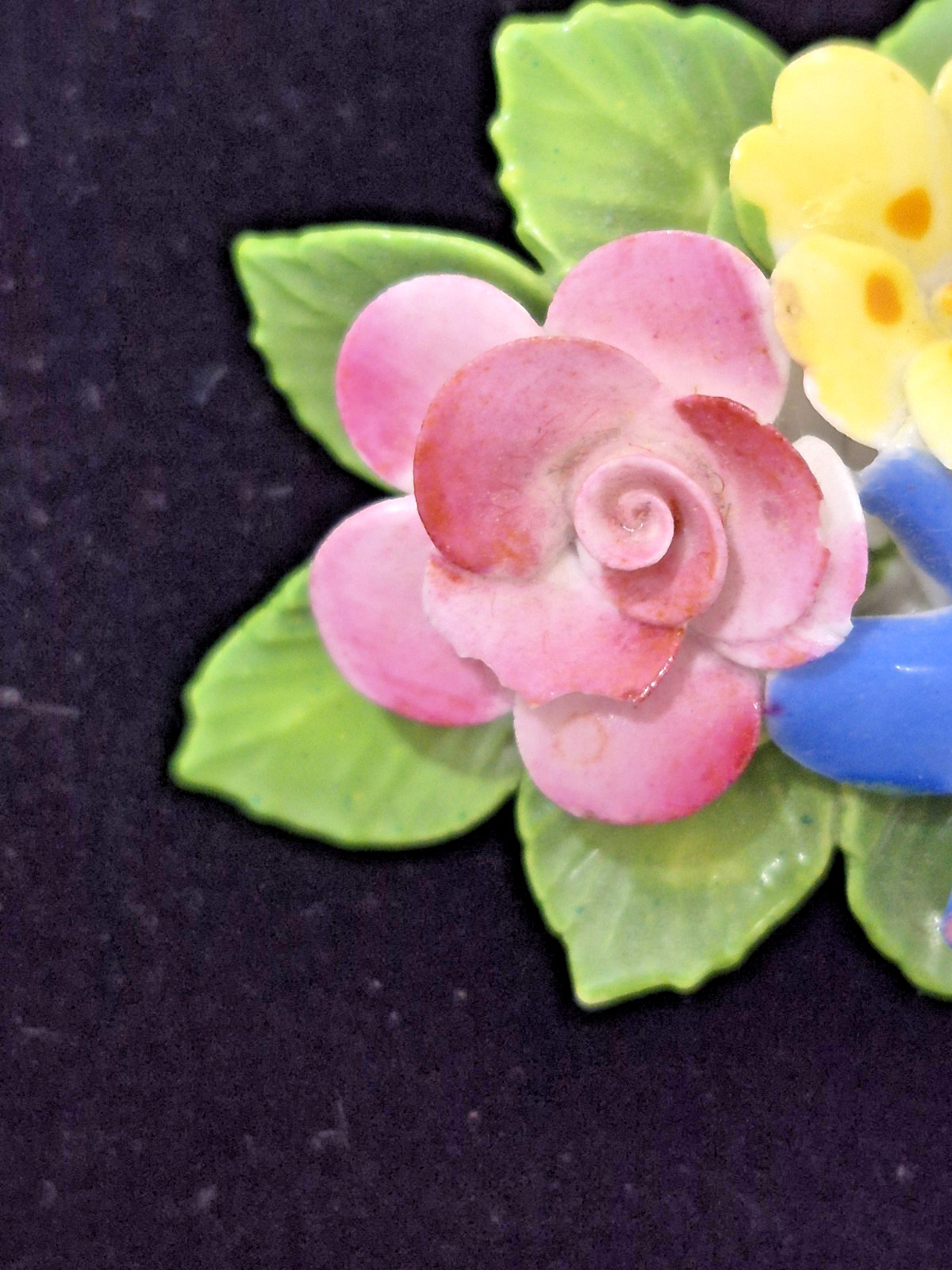 Cara China England Bone China Floral Brooch Pin Hand Painted Roses Vintage