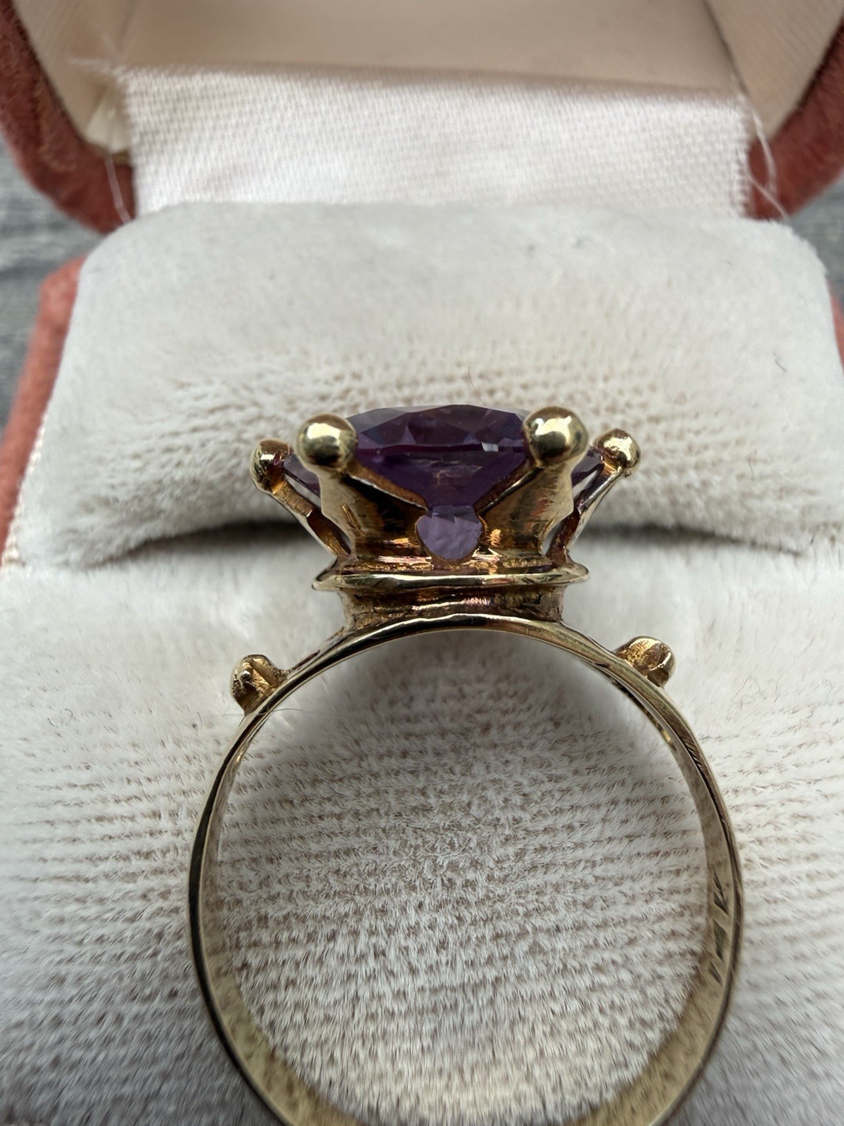Vintage 14k Yellow Gold 4Ct+ Synthetic Color Change Sapphire Cocktail Ring Sz 7