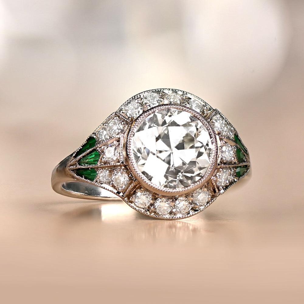 Art Deco 2 CT White Round Cut Simulated Diamond Antique Style Ring In 925 Silver