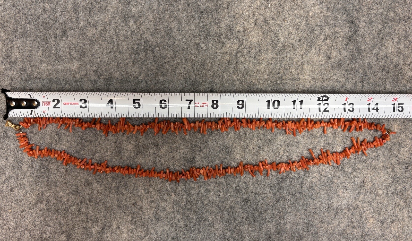 Vintage Red Orange Coral Branch Necklace Choker Double Strand Natural 43+ Grams
