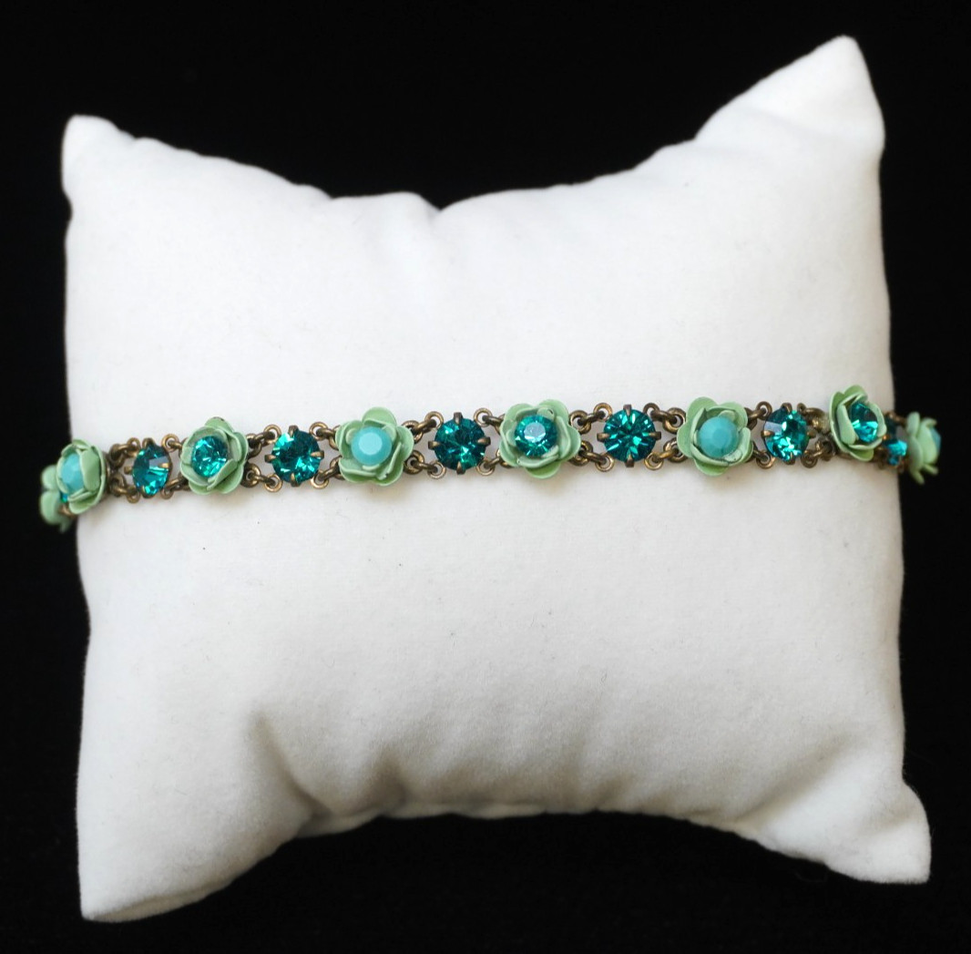 Michal Negrin Rhinestone blue Flower Bracelet
