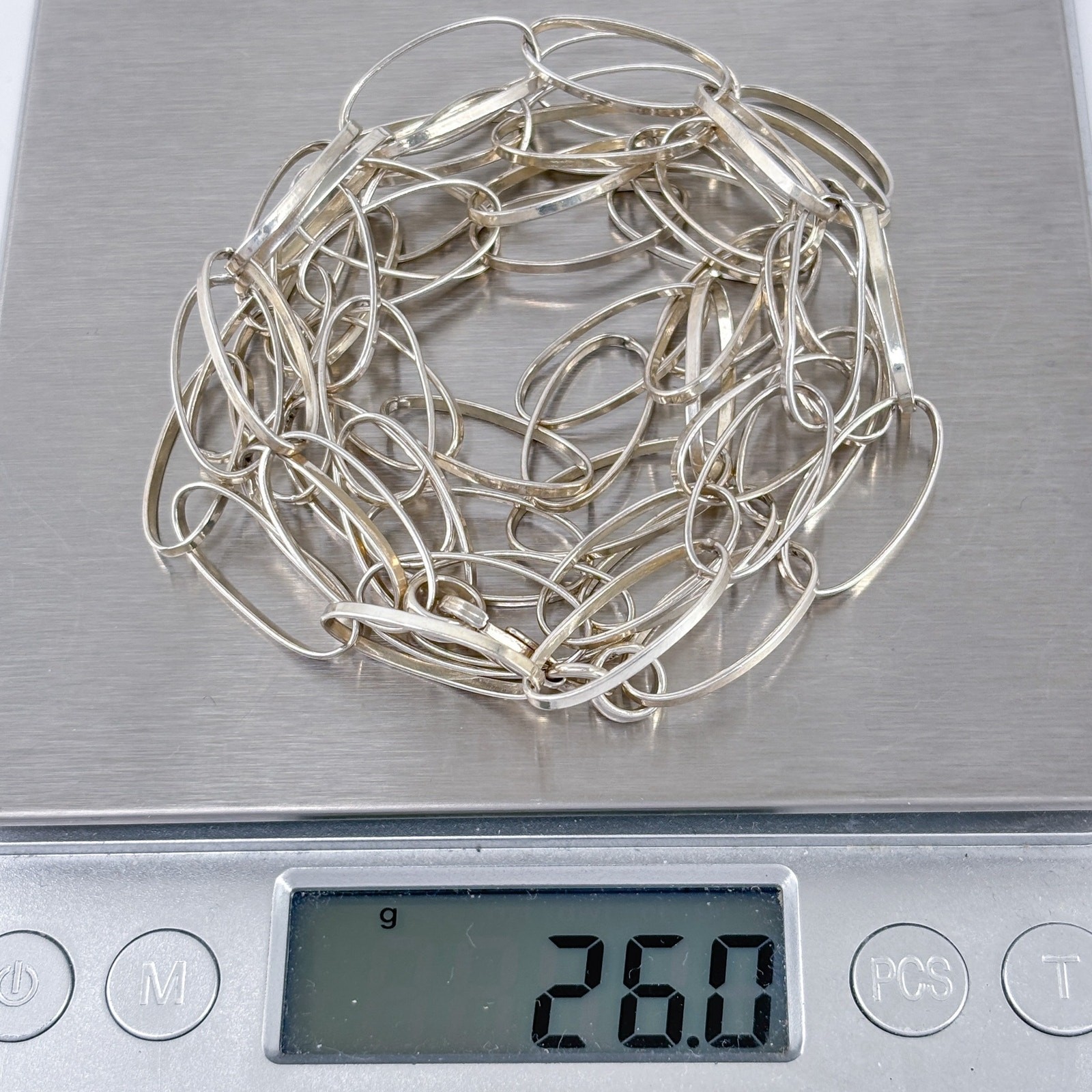 Chunky Oval Link Statement Necklace | Sterling Silver 925 | 44″