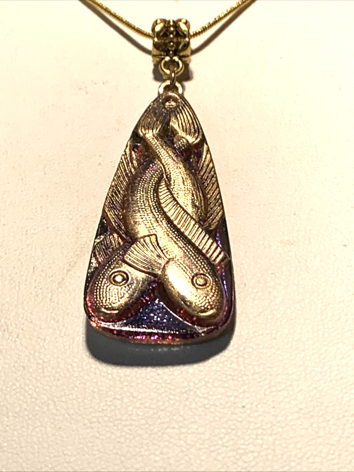 RARE-ANTIQUE EGYPT REVIVAL VIOLET/BLUE FLASH CZECH GLASS SERPENT NECKLACE.g#2NEW