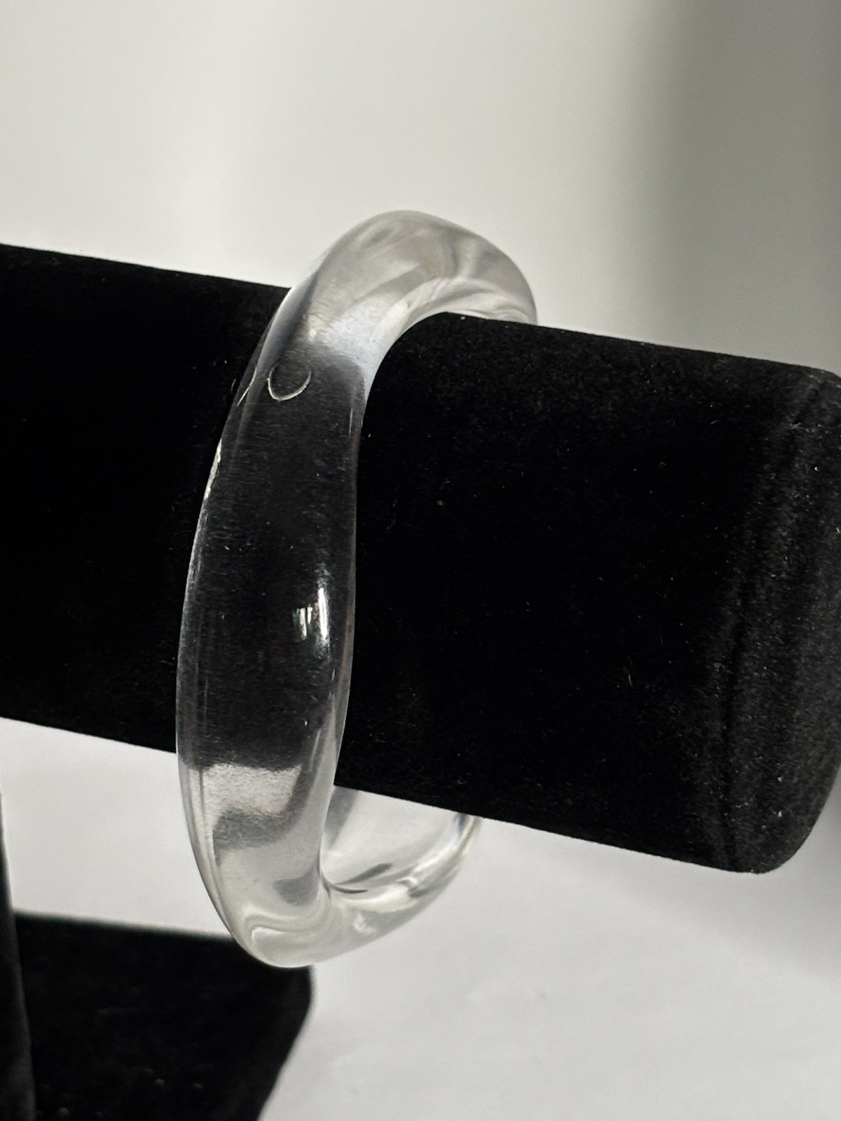 Vintage Lucite Bangle Bracelet Clear Acrylic Chunky Asymmetrical Wavy