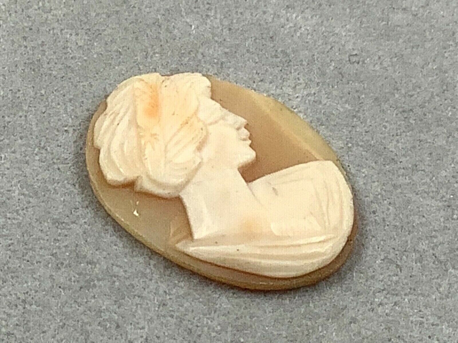 PROJECT PIECE Hand-Carved Right Facing Shell Cameo, No Bezel/Shell Only, 1” Tall