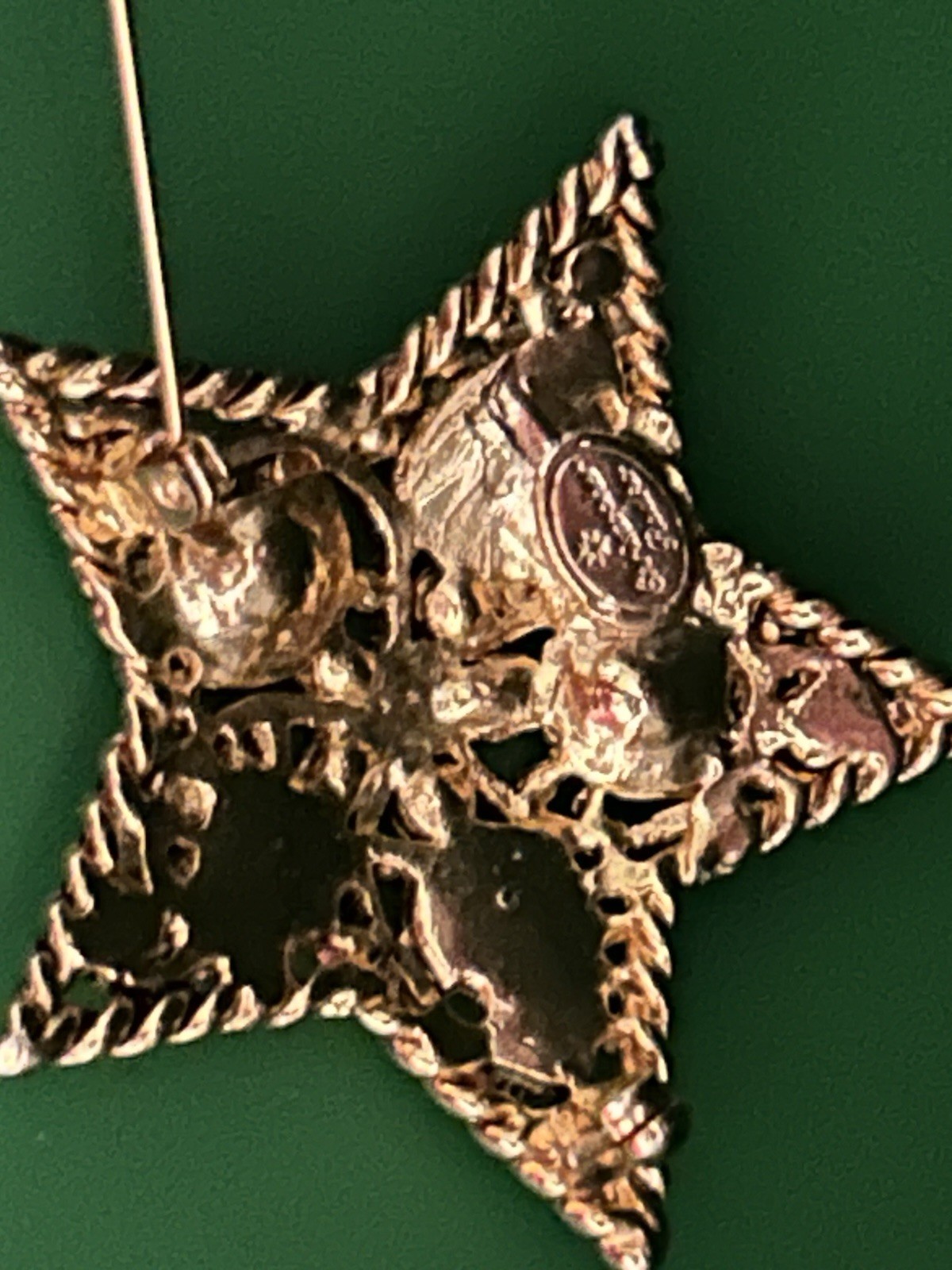 Vintage Christopher Radko La Roco Star Brooch With Multi Colored Rhinestones