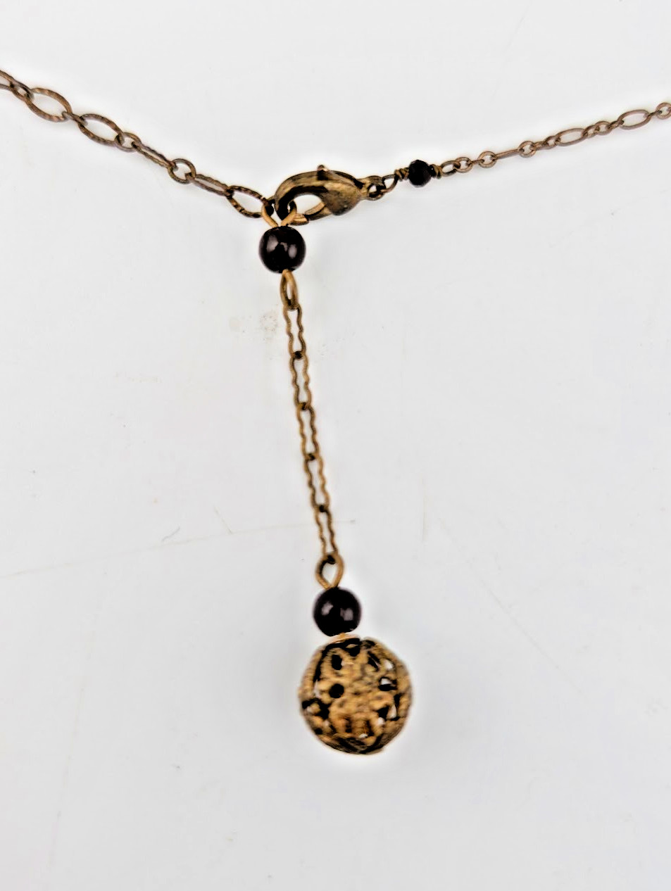 BRASS IRIS FLOWER LOCKET enamel art nouveau style photo pendant bronze chain B6
