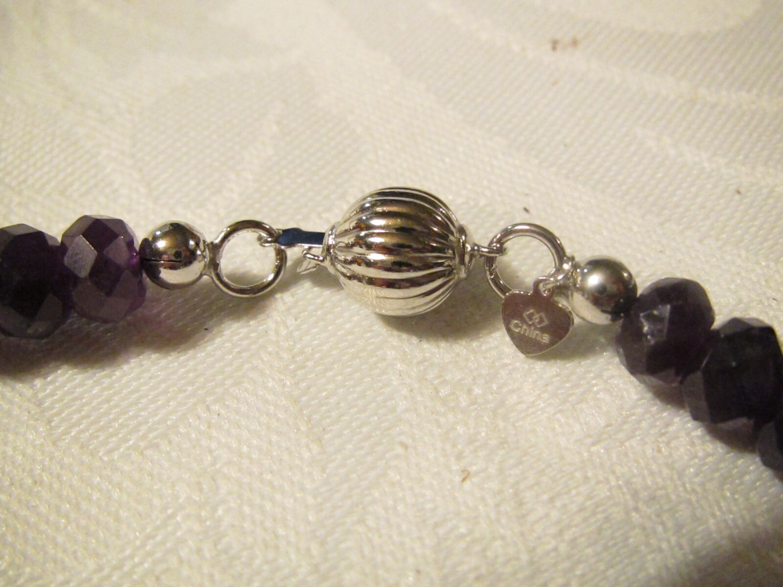 NEW HSN LARGE CHUNKY GENUINE AMETHYSTS & CRYSTALS BEAD NECKLACE – STERLING CLASP