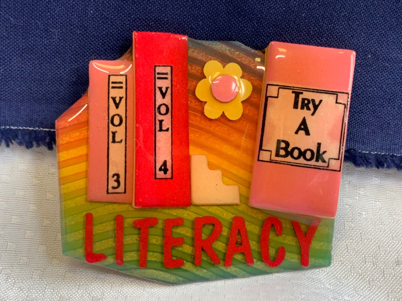 Vtg Book Pins by Lucinda Brooch Lot House Artisan Safety Lock Clasps
