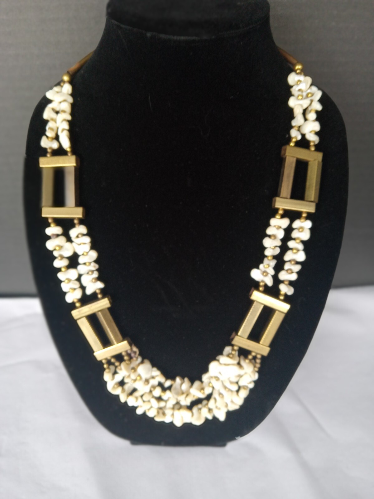 Vintage bronze and shell necklace Statement piece. See photos