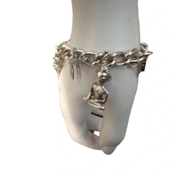 Vintage Charm Bracelet Loaded 14 Charms Sterling Silver