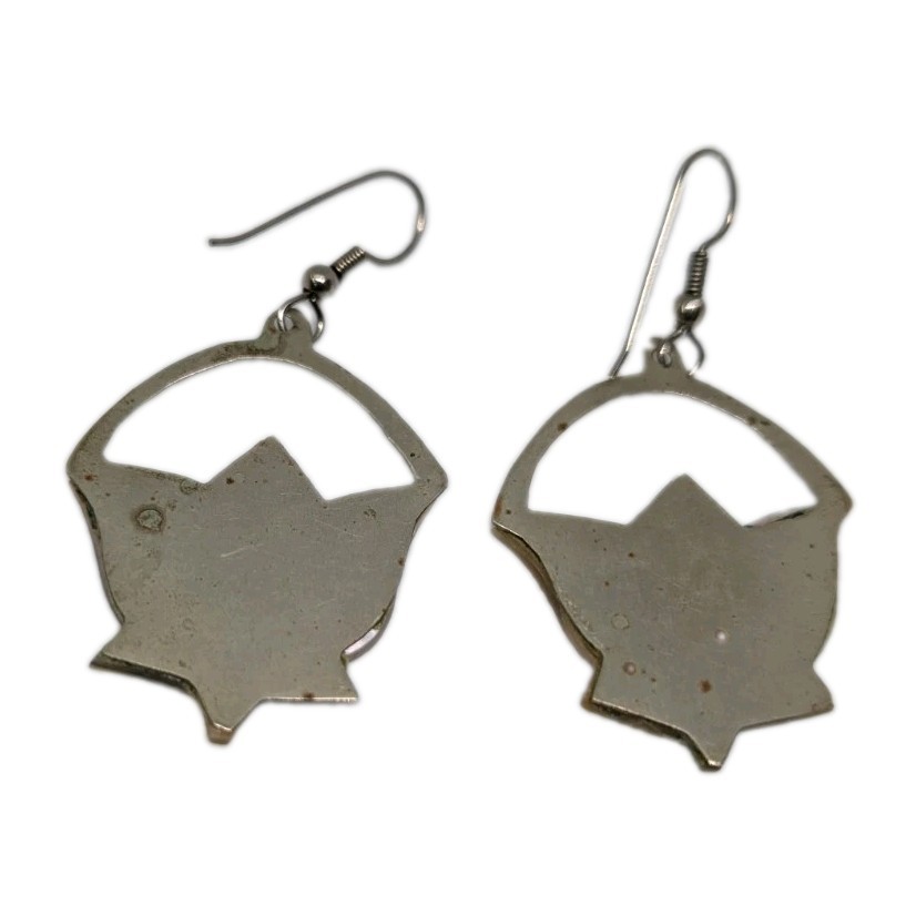 Vintage Alpaca Mexico 1980s Mother of pearl lotus flower earrings