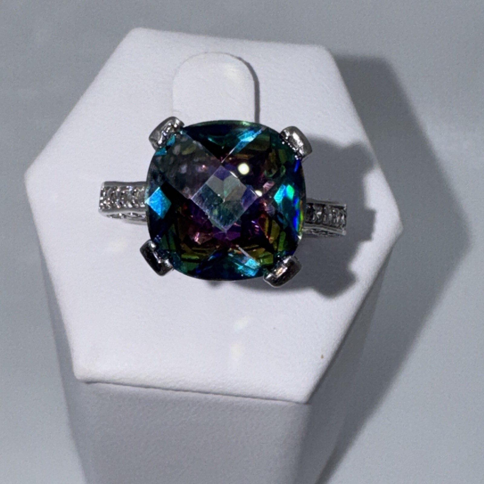 Large Square Cushion Cut Mystic Topaz Sz7.5. 925 Sterling. 06260030SC